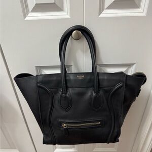 Celine mini luggage black with gold hardware